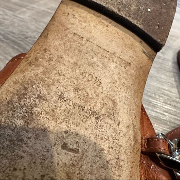 BURBERRY Brown Leather Thong Sandal Women’s Size EU 40.5 Chain Neutral - Picture 4 of 8